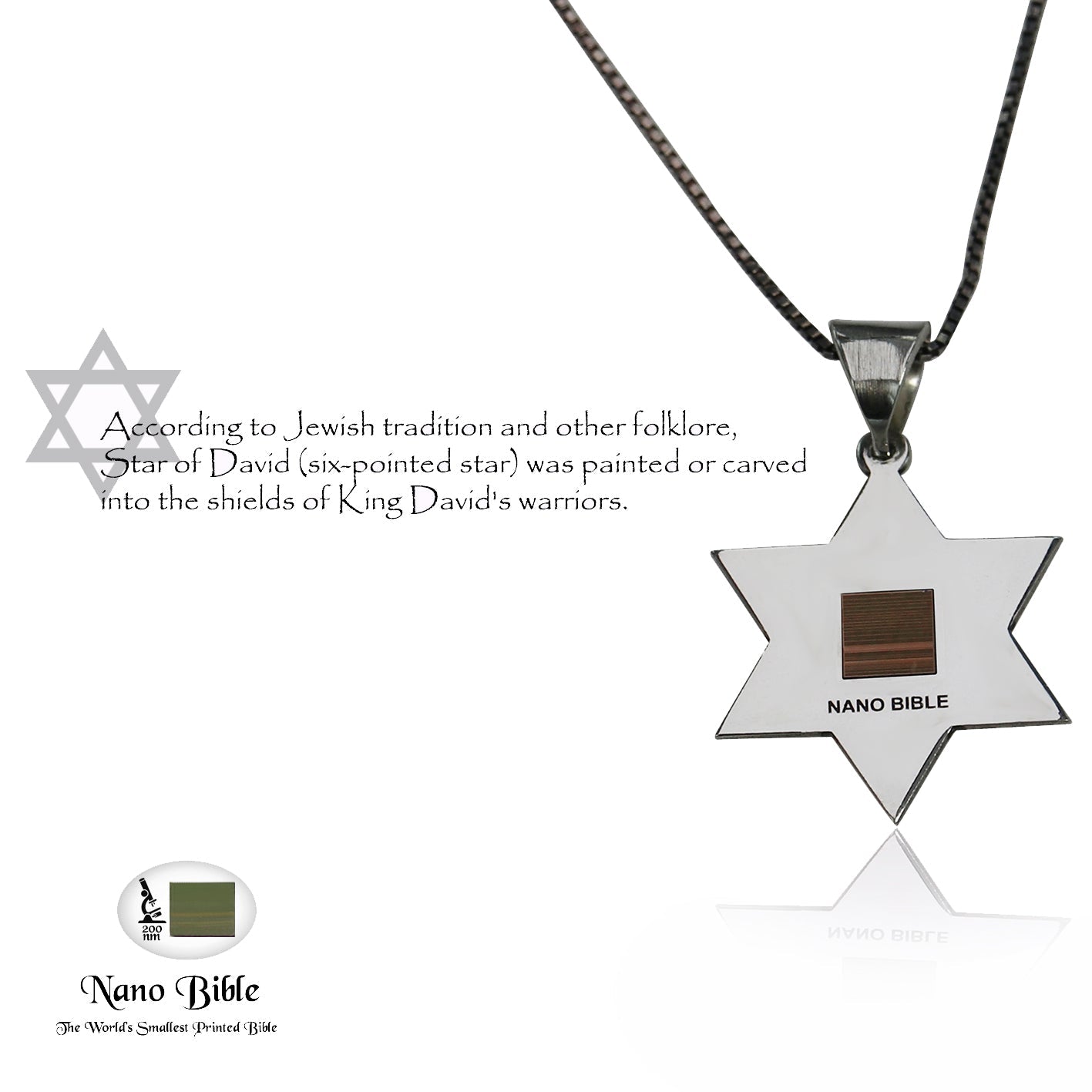 שרשרת ותליון מגן דוד וציפ ננו בייבל